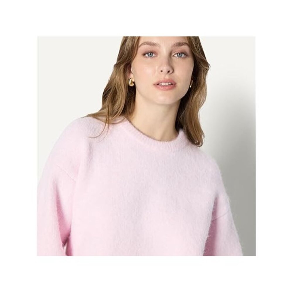 Women's Oversized Pink Faux Mohair Crewneck Sweater XL - NEW - Picture 3 of 6